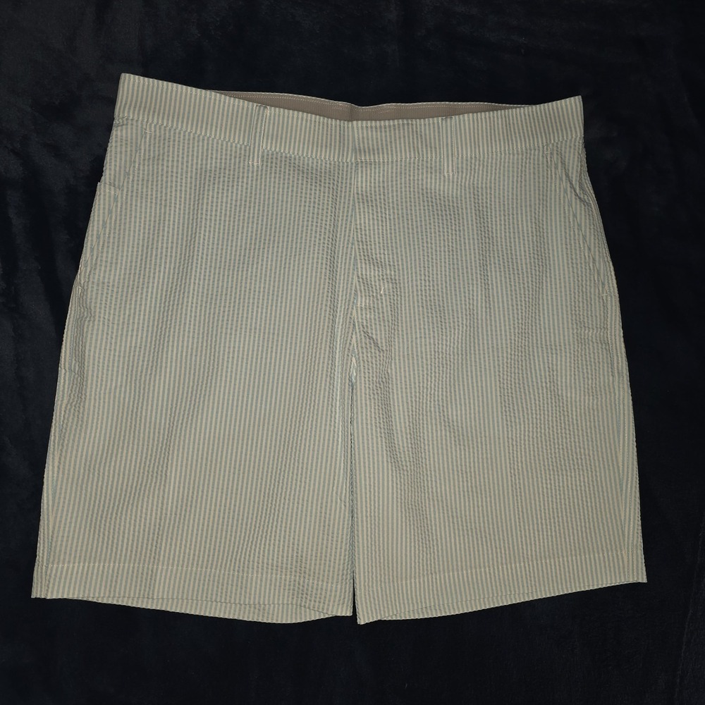 Nike Light Blue & White Striped Golf Shorts Size 38 Swoosh EUC